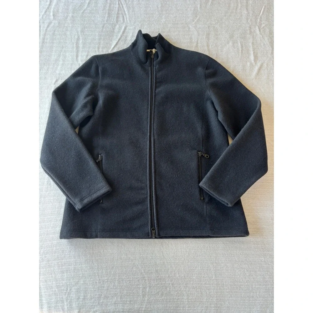 New Zealand Natural‎ Clothing Womens 100% Merino Wool Full Zip Jacket Black 14